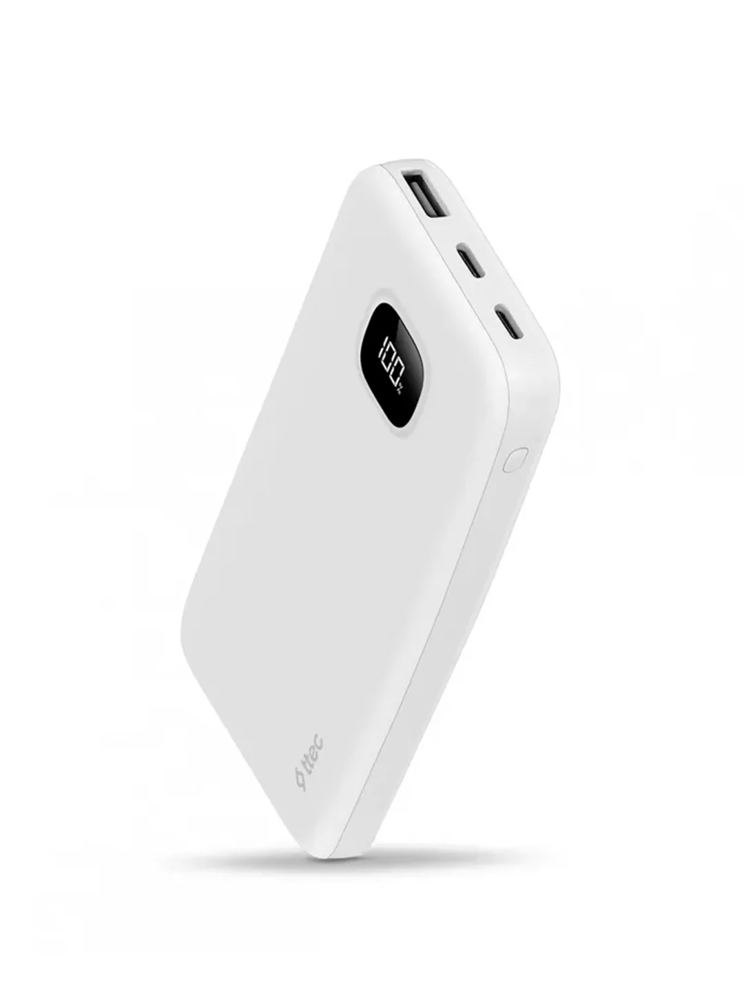 Белый внешний аккумулятор TTEC ChargeUp LCD, 10000 mAh, белый