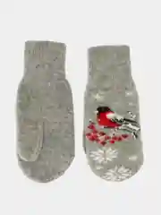 Серый подарочный набор варежки и носки зимние, подарок на Новый год девушке, девочке