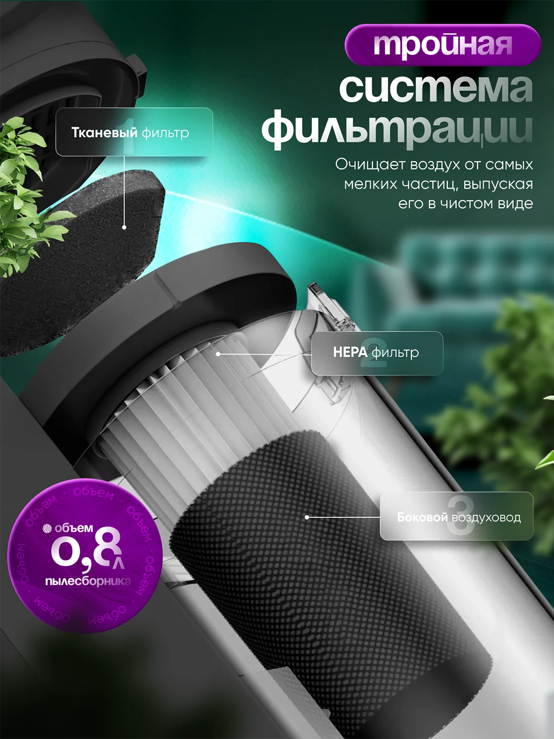 Белый пылесос вертикальный ручной Xiaomi Deerma DX700 / DX700S / DX700 Pro, 2в1, автомобильный