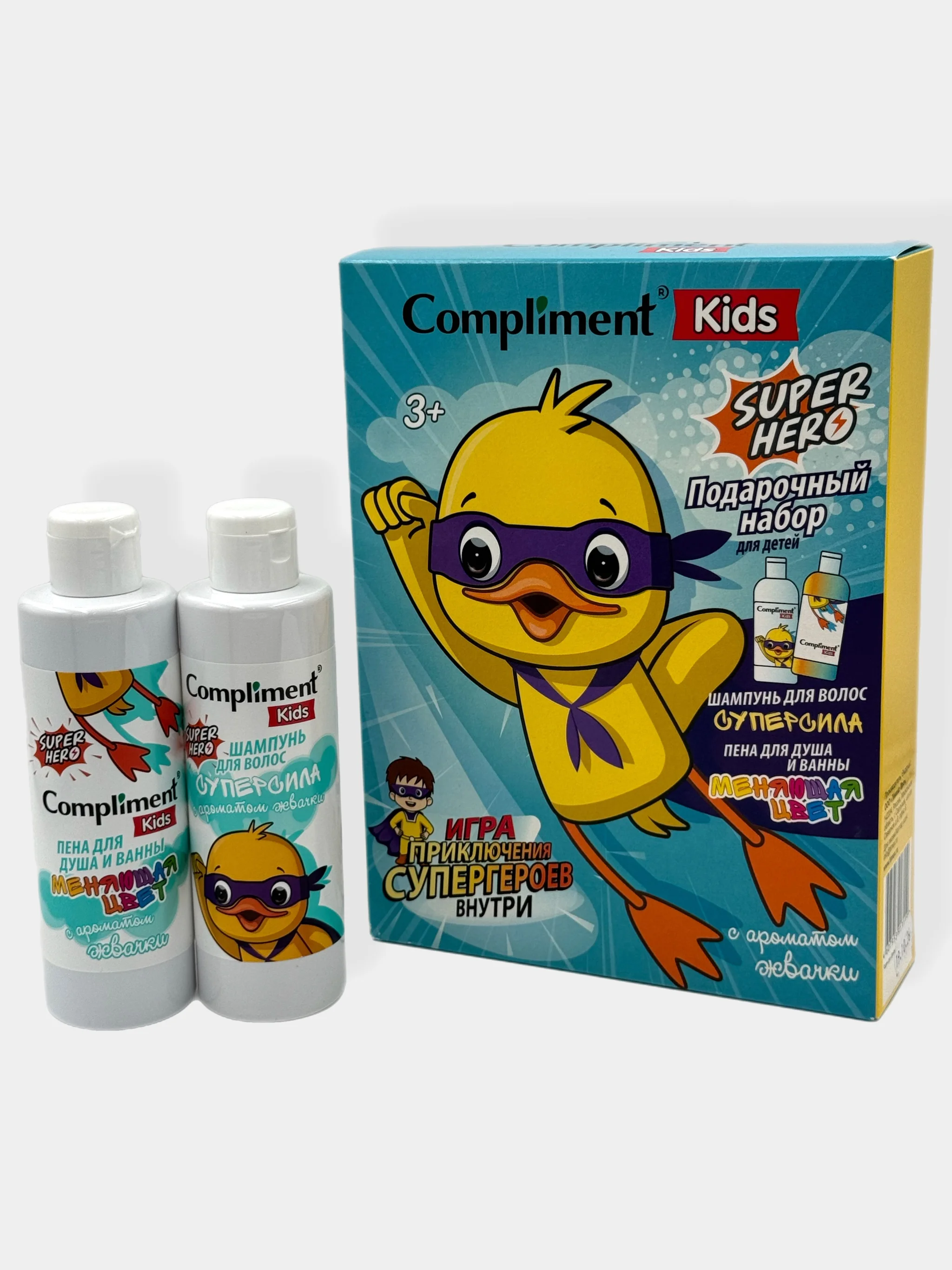 Подарочный набор Compliment kids SuperHero3+/Шампунь для волос/Пена для душа меняющая цвет