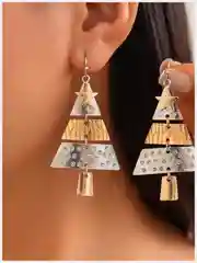 Желтый серьги, колье, цепочка "Елка", новогодний, комплект бижутерий