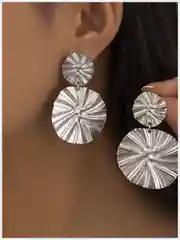 Серый металлик серьги женские, массивные, вечерние, новогодние, висячие