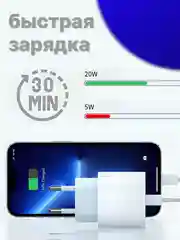 Блок питания, адаптер, зарядка, iphone, андройд, 20w, Type C