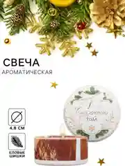Коричневый свеча ароматическая, новогодняя, в железной банке 4.8 см