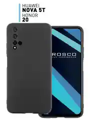 Черный чехол для Honor 20, Huawei Nova 5T силиконовый ROSCO матовый тонкий, бортик вокруг камер