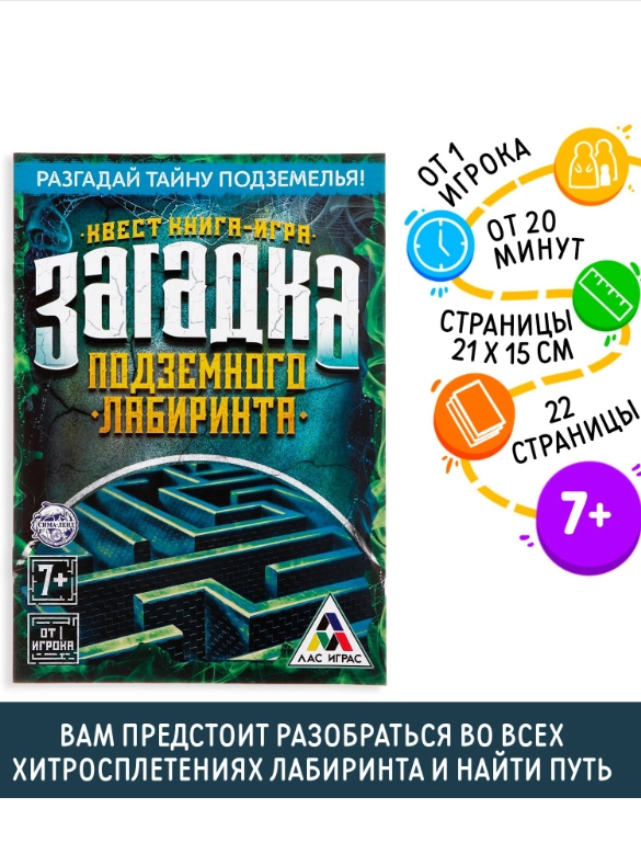 Книга-квест Загадка подземного лабиринта версия 1, 7+
