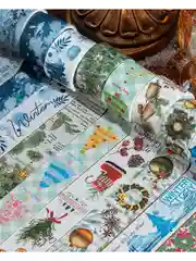 Зеленый скотч декоративный для скрапбукинга набор из 20 штук Новогодний скотч для упаковки подарка