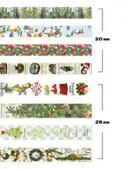 Зеленый скотч декоративный для скрапбукинга набор из 20 штук Новогодний скотч для упаковки подарка