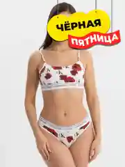 Комплект из бюстгальтера без косточки и стрингов притн роза ck one