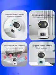 Белый камера видеонаблюдения Wi-Fi с двумя объективами, датчиком движения, видеоняня