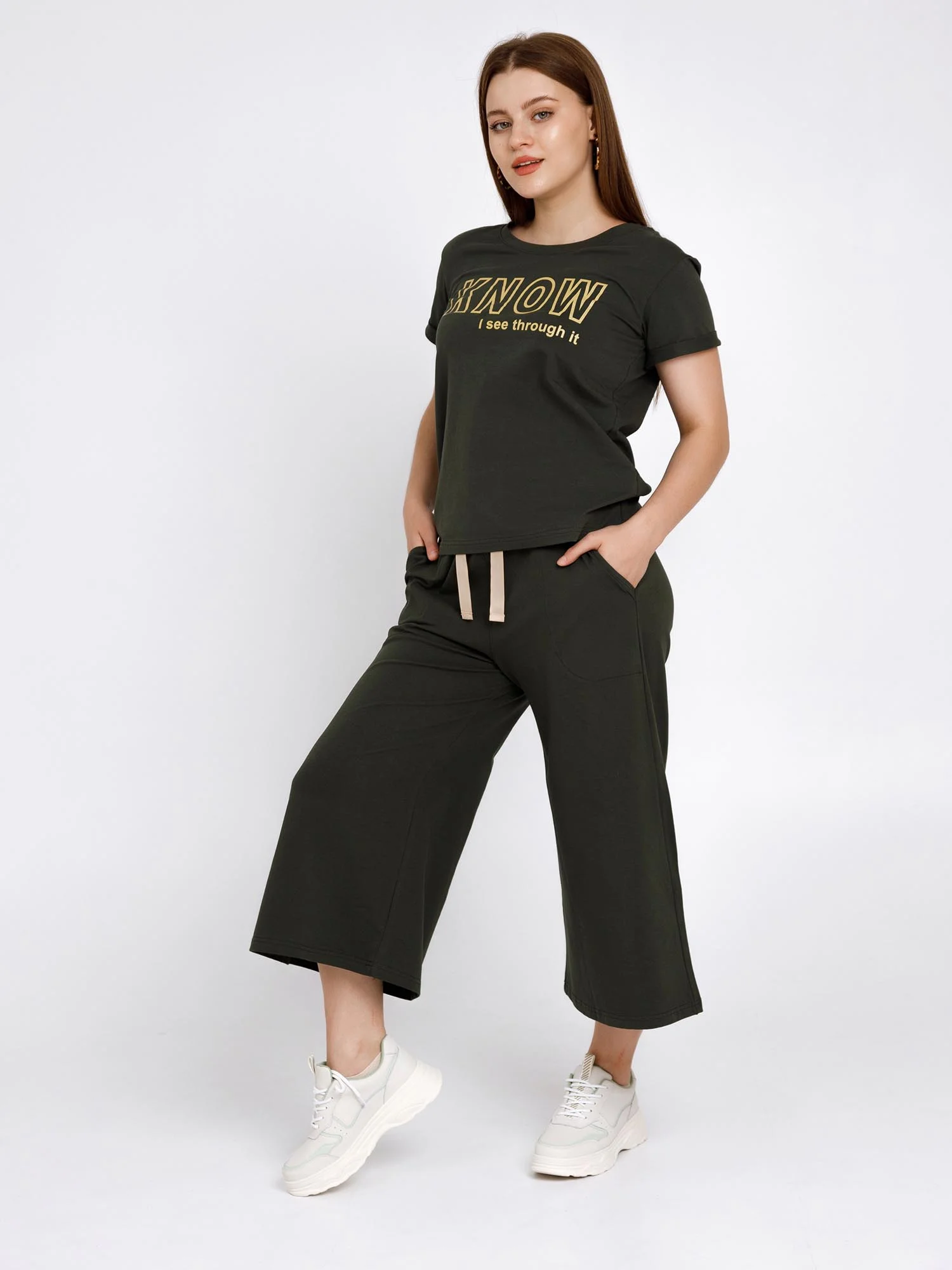 Костюм женский KNOW КЛК1389П7 хаки, KLERY