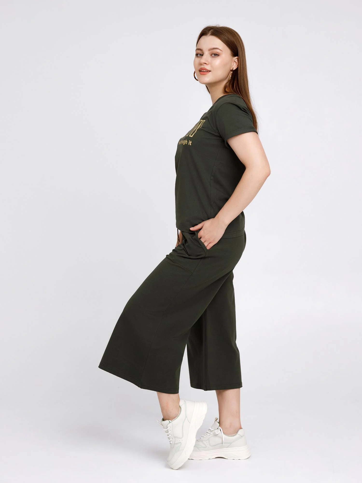 Костюм женский KNOW КЛК1389П7 хаки, KLERY