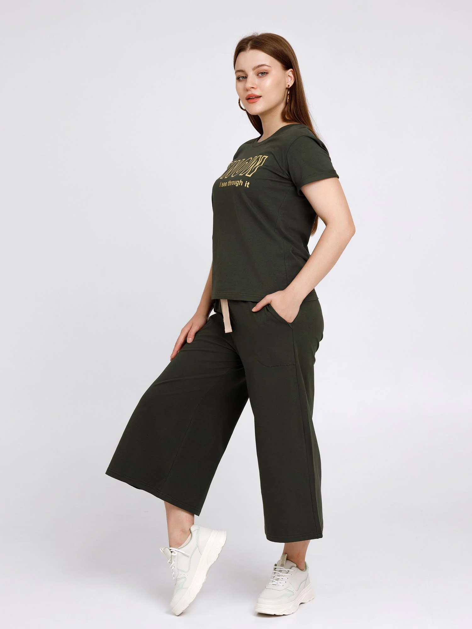 Костюм женский KNOW КЛК1389П7 хаки, KLERY