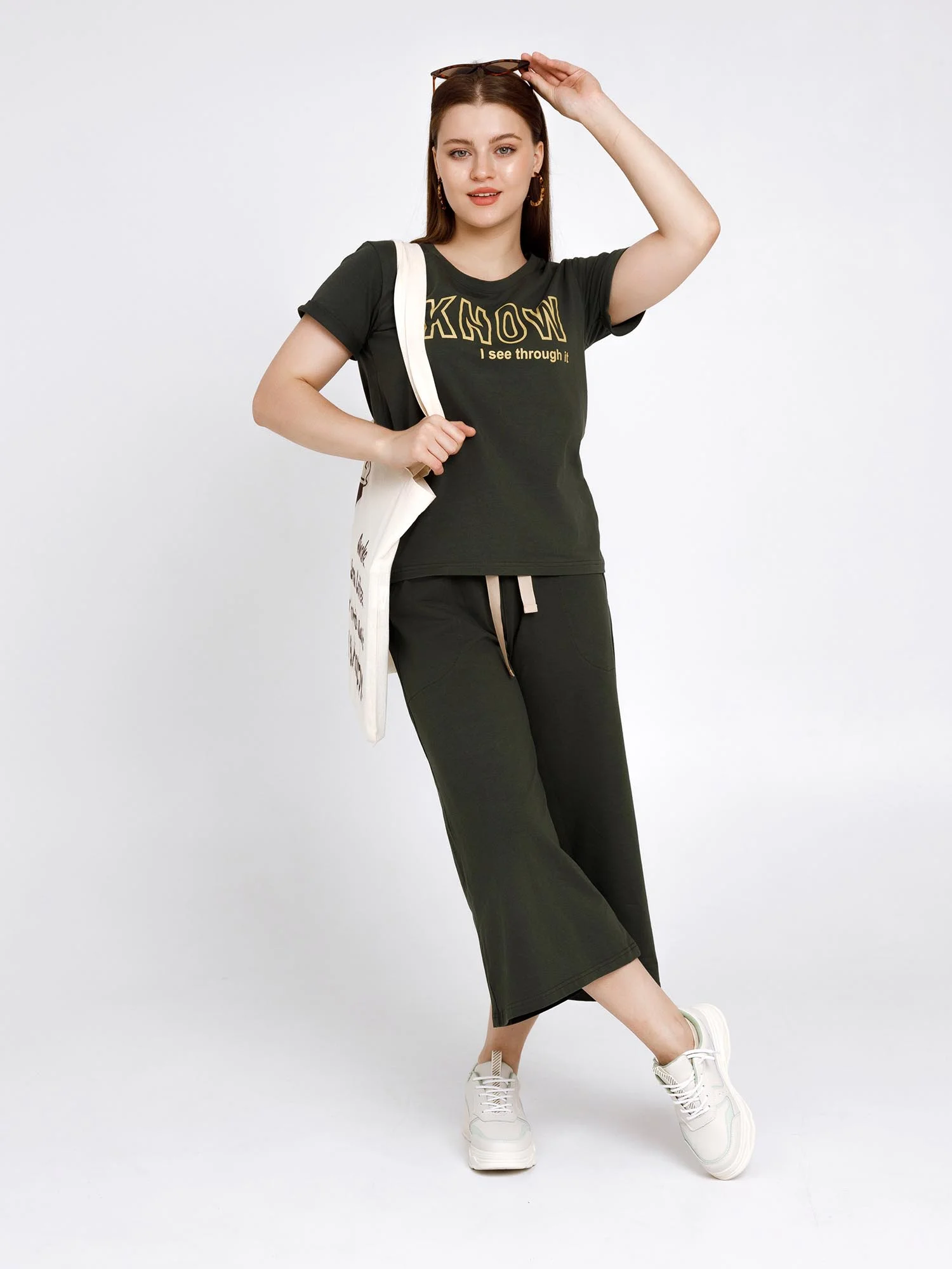 Костюм женский KNOW КЛК1389П7 хаки, KLERY