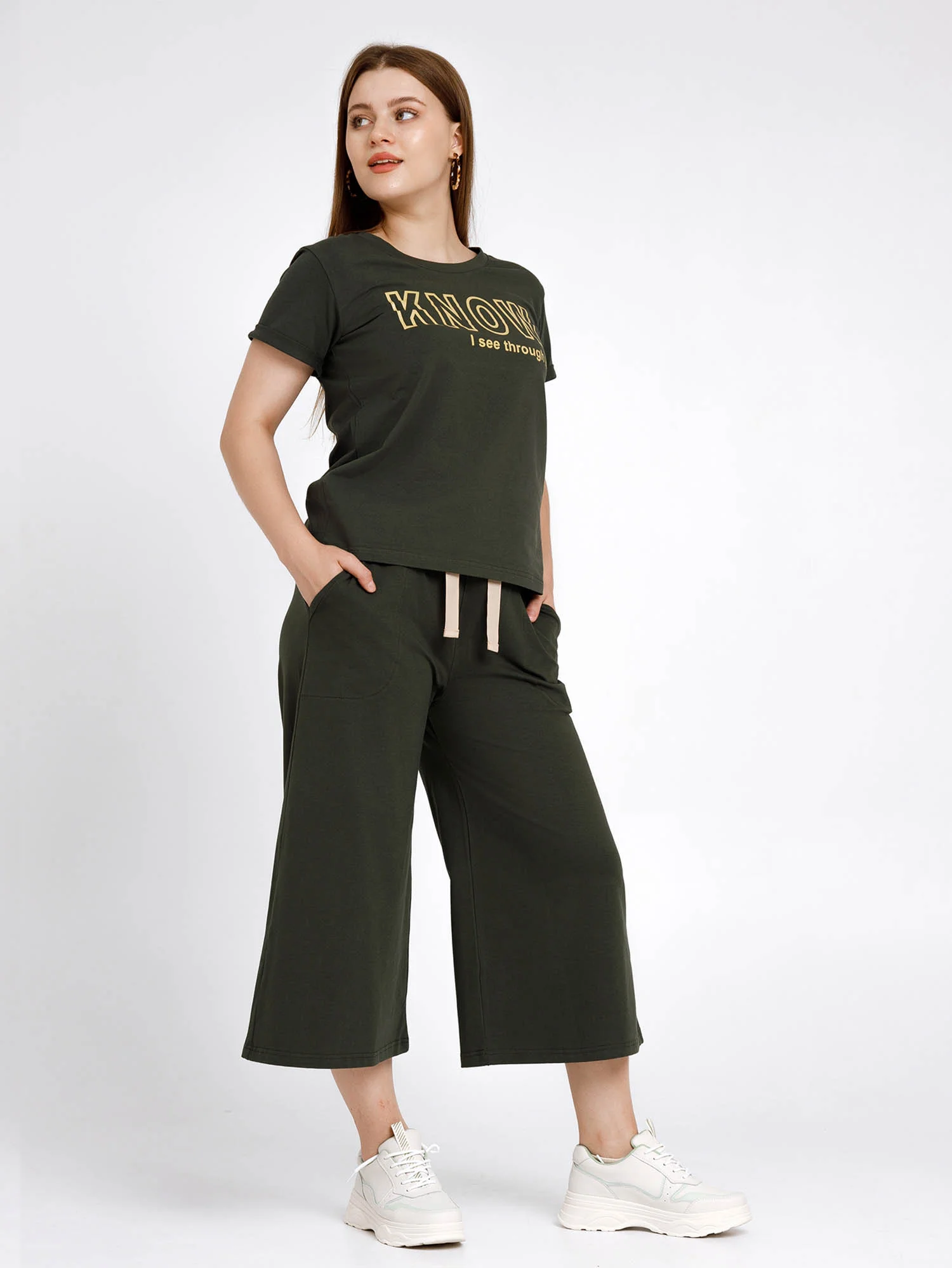 Костюм женский KNOW КЛК1389П7 хаки, KLERY