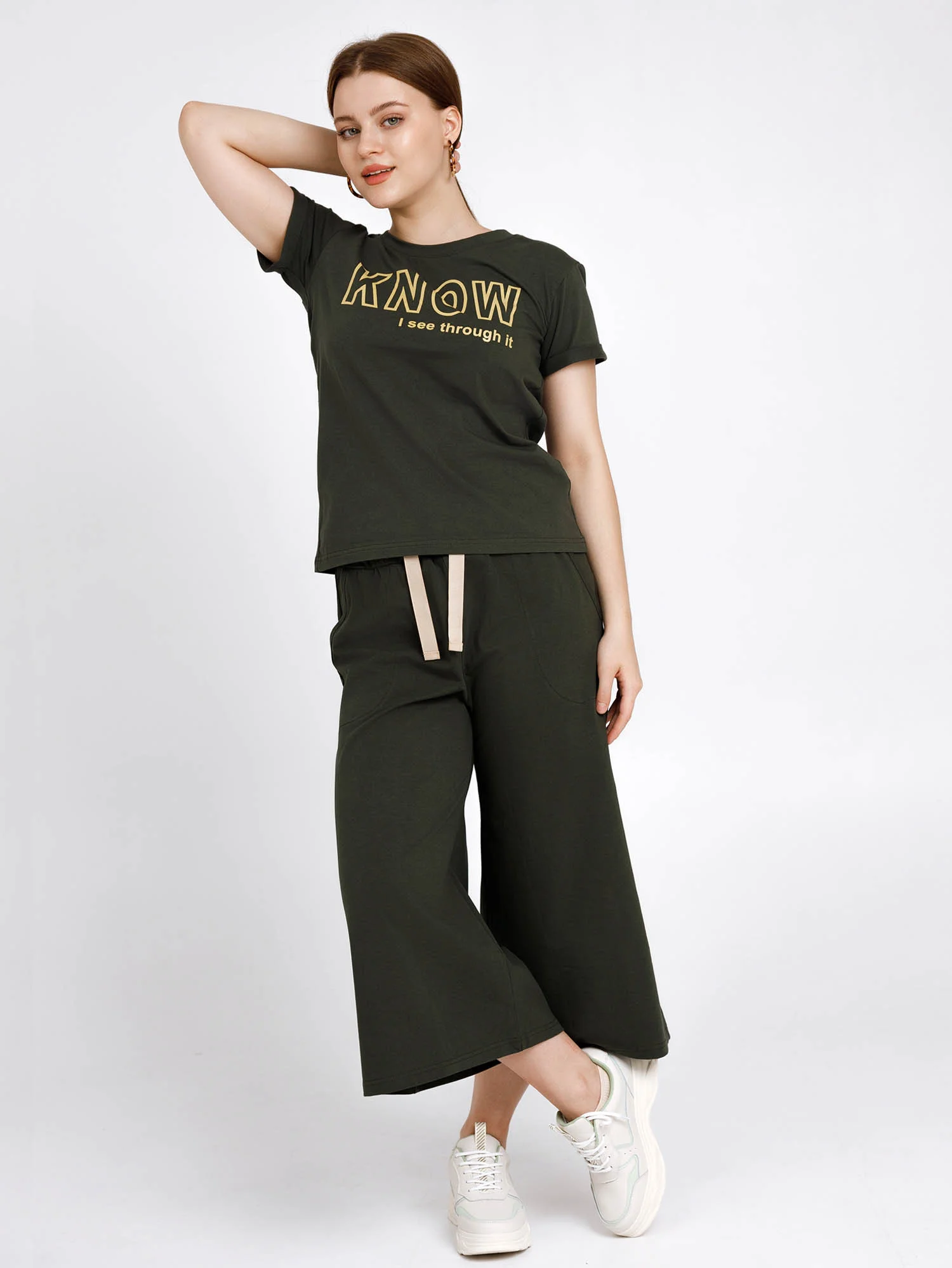 Костюм женский KNOW КЛК1389П7 хаки, KLERY