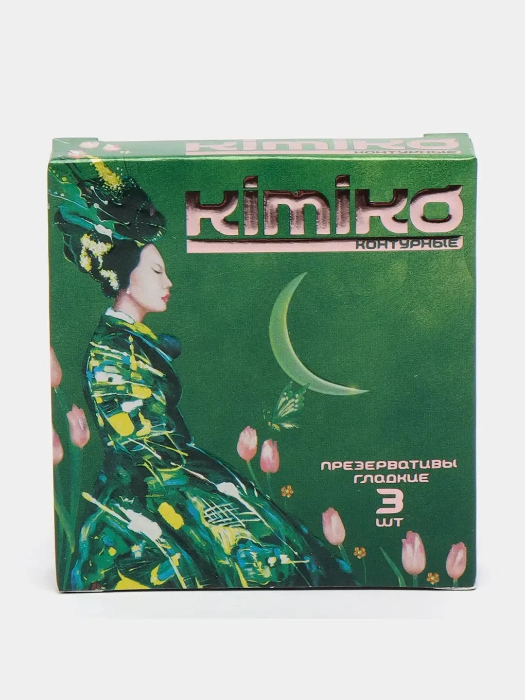 Зеленый презервативы со смазкой Kimiko 3 шт ультратонкие, для анального секса, фигурные,с ароматом