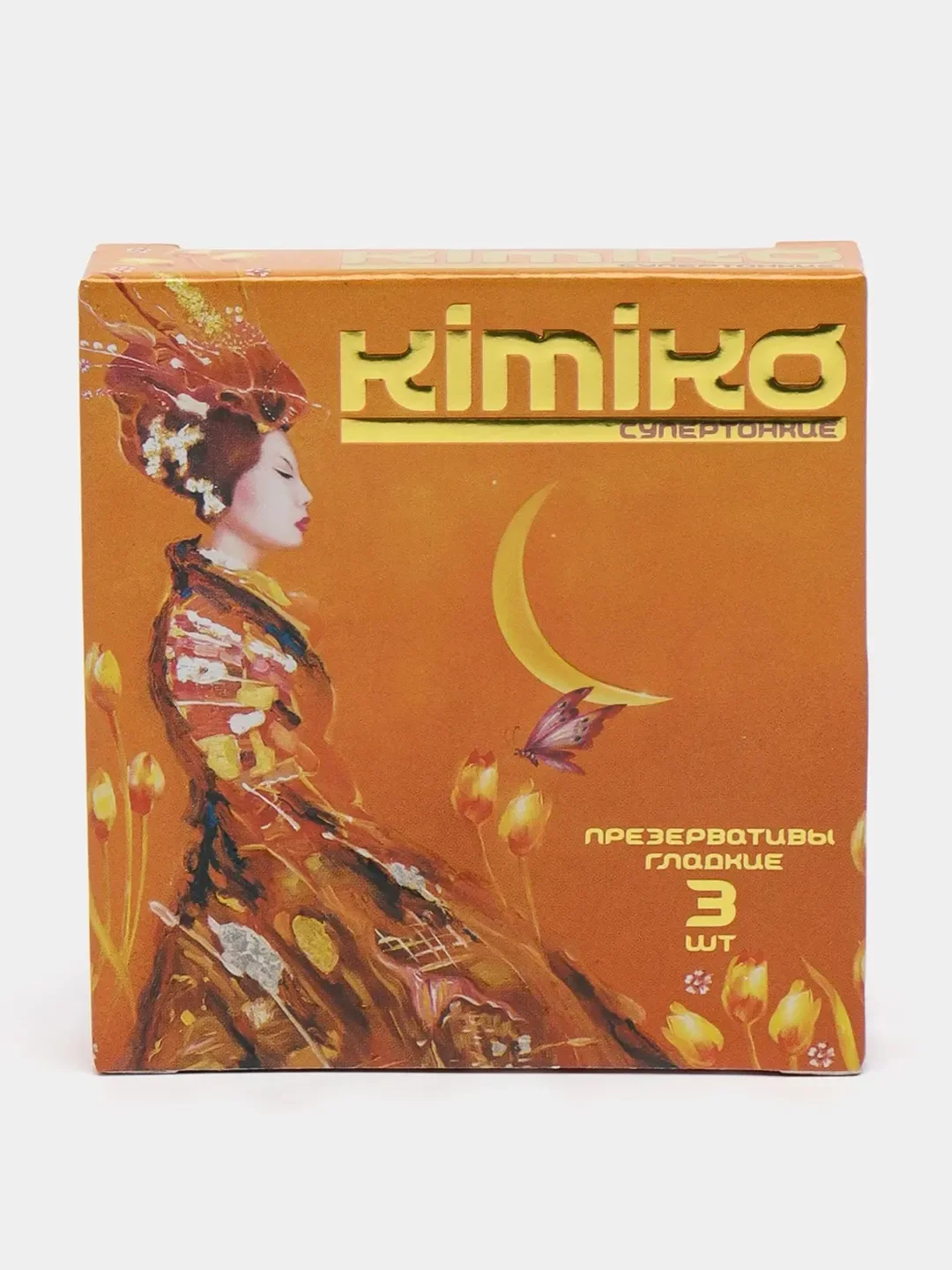 Оранжевый презервативы со смазкой Kimiko 3 шт ультратонкие, для анального секса, фигурные,с ароматом
