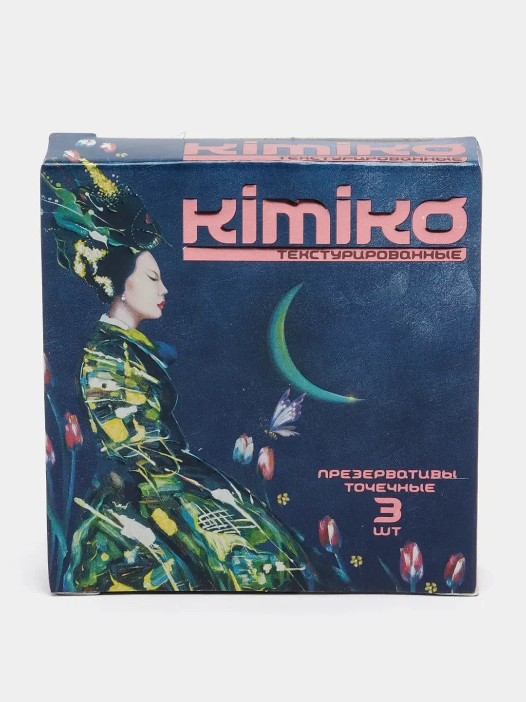 Синий презервативы со смазкой Kimiko 3 шт ультратонкие, для анального секса, фигурные,с ароматом