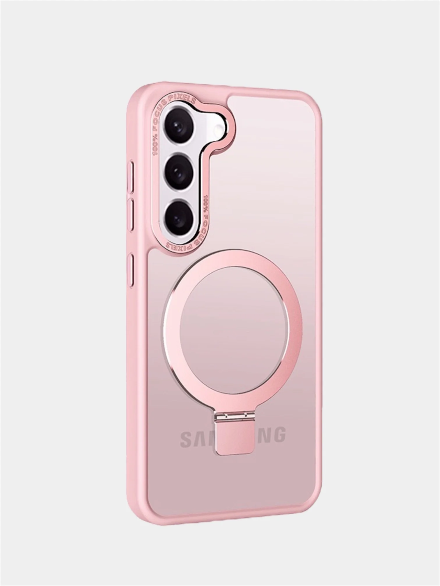 Розовый чехол для Samsung S24, S24 Plus, S24 Ultra, S23 ultra, S23 Plus, S23 MagSafe с подставкой