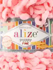 Кораллово-розовый пряжа плюшевая турецкая Alize Puffy Fine ( с маленькими петлями) 1 шт