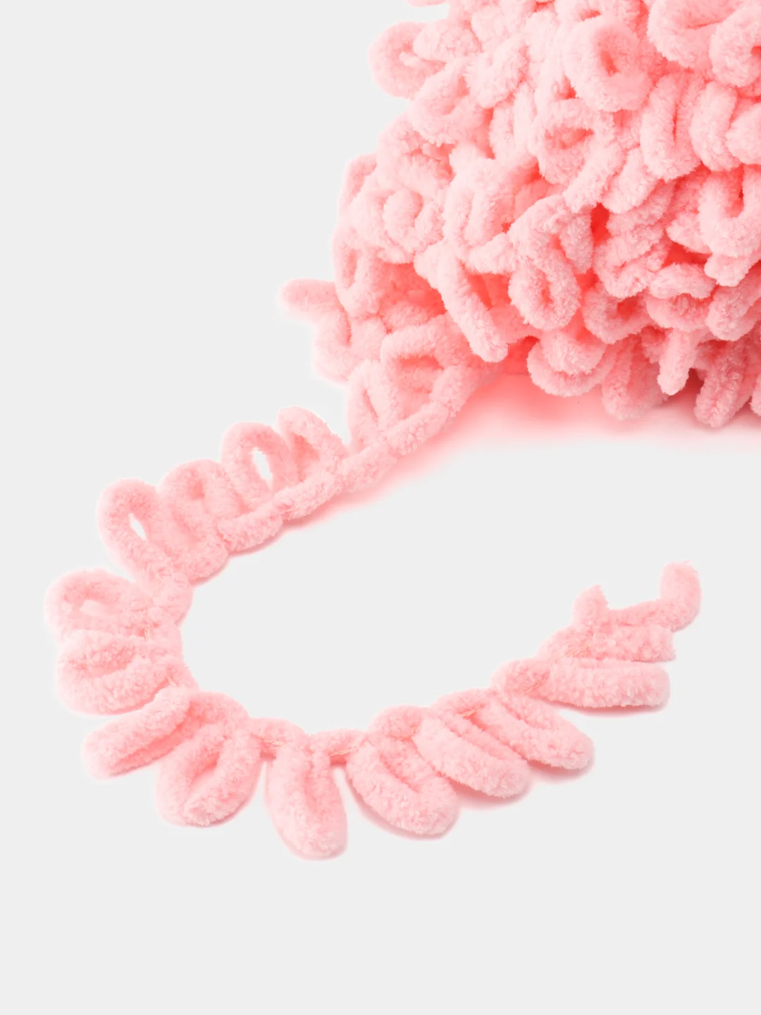 Кораллово-розовый пряжа плюшевая турецкая Alize Puffy Fine ( с маленькими петлями) 1 шт