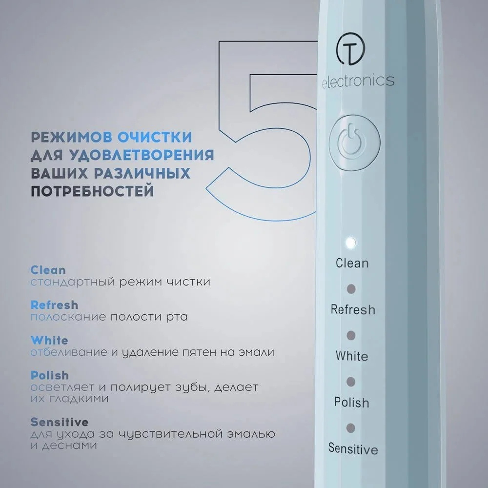 Голубой электрическая зубная щетка Titan Electronics 008 - голубой
