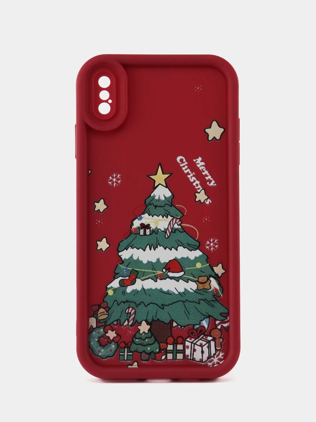 Красный чехол для iPhone 11 12 13 14 15 16 Pro Max XR Plus 7 8 XS mini с принтом новогодний айфон