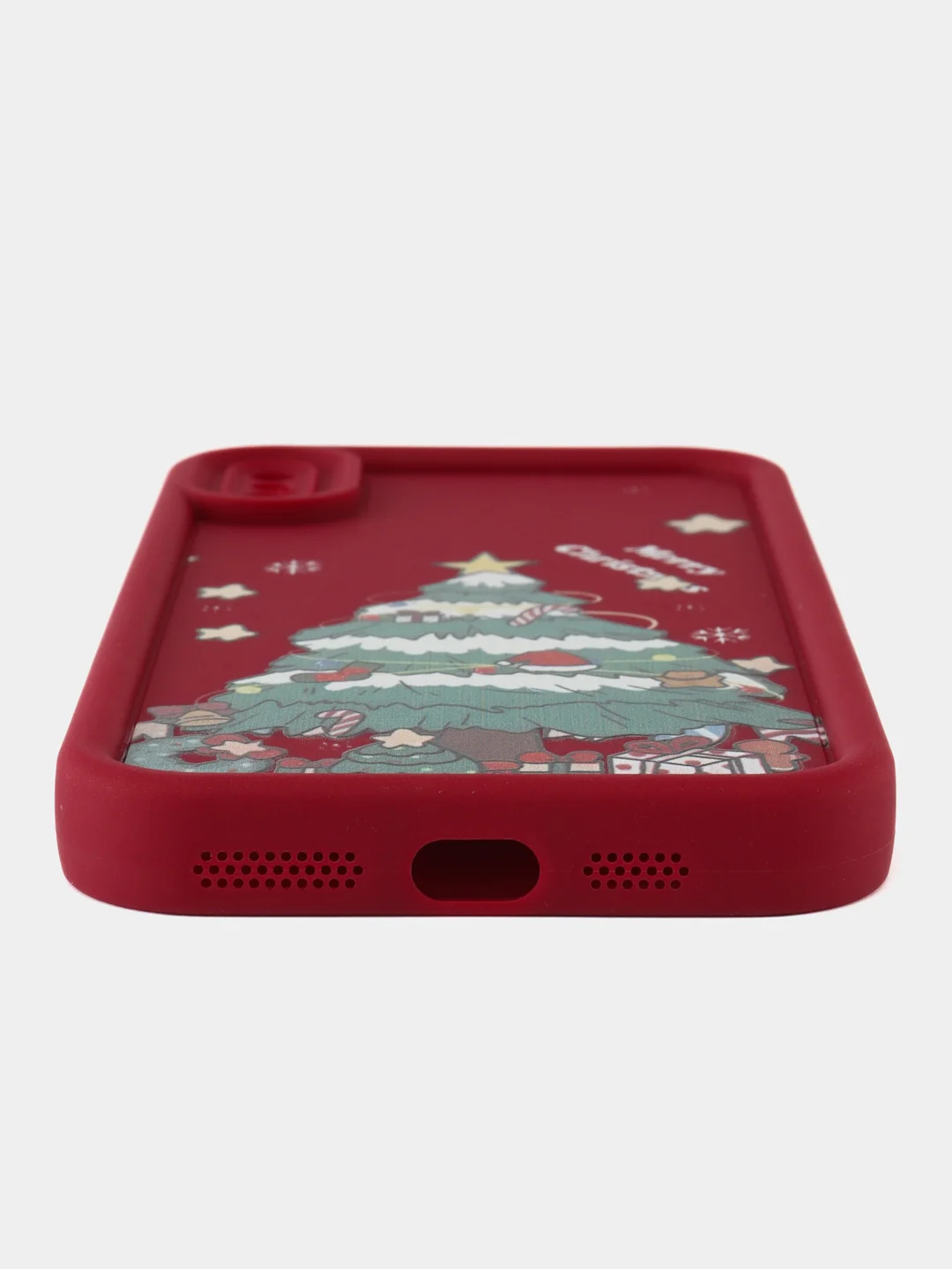 Красный чехол для iPhone 11 12 13 14 15 16 Pro Max XR Plus 7 8 XS mini с принтом новогодний айфон