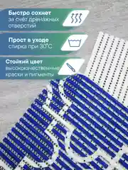 Лазурный коврик для ванной и туалета противоскользящий безворсовый "ПРЕОБРАЖЕНИЕ" ПВХ, ВИЛИНА