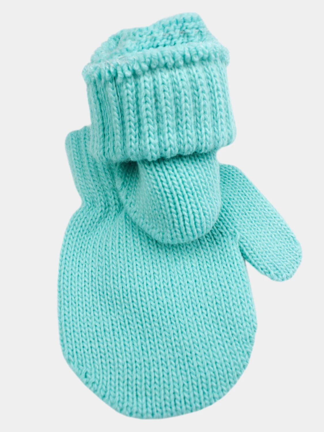 Бирюзовый варежки детские, одинарные, 12р, 1-2 года
