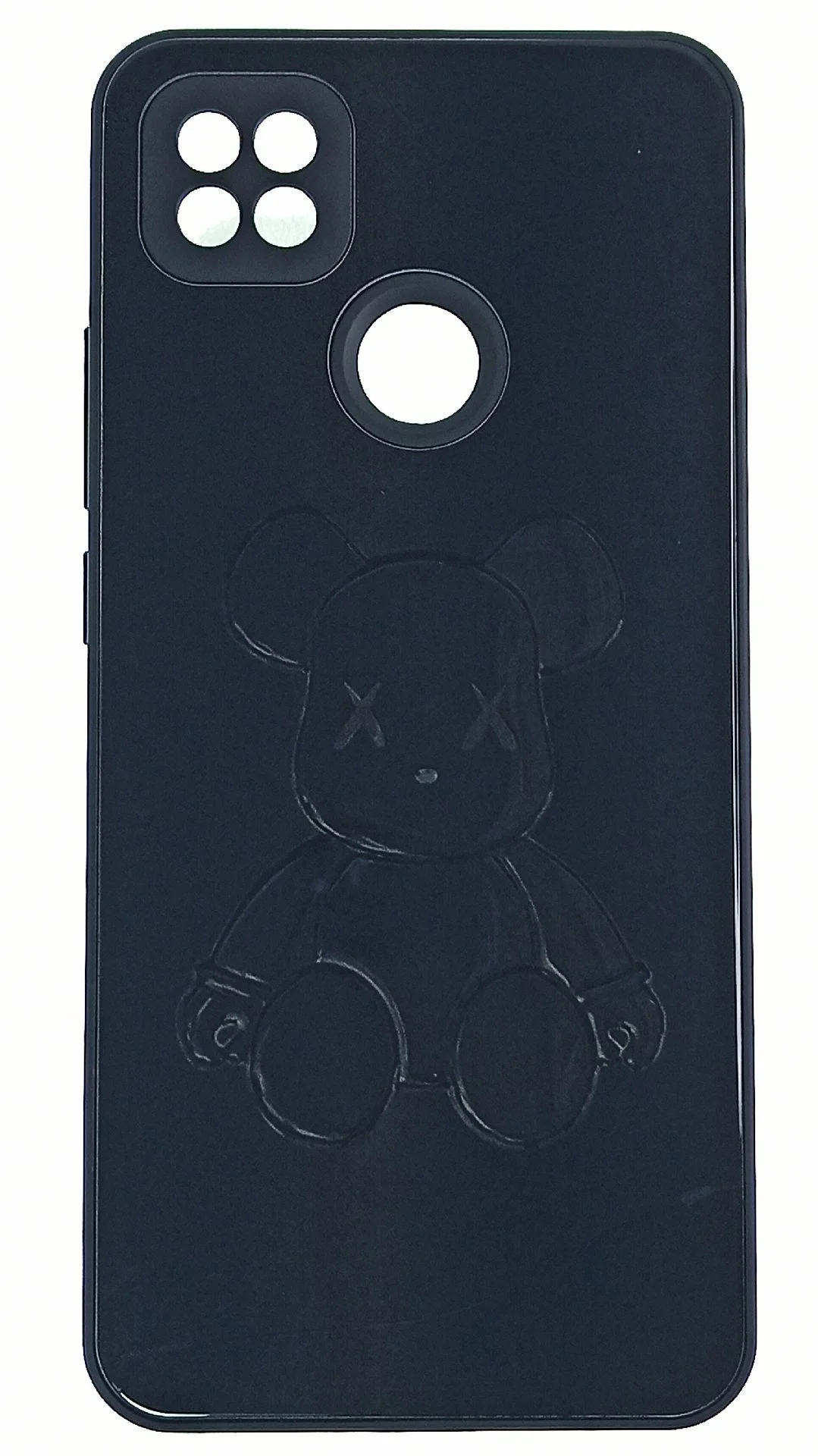 Черный накладка для Xiaomi Redmi 9C/10A, стекло с рисунком "Bear", защита камеры