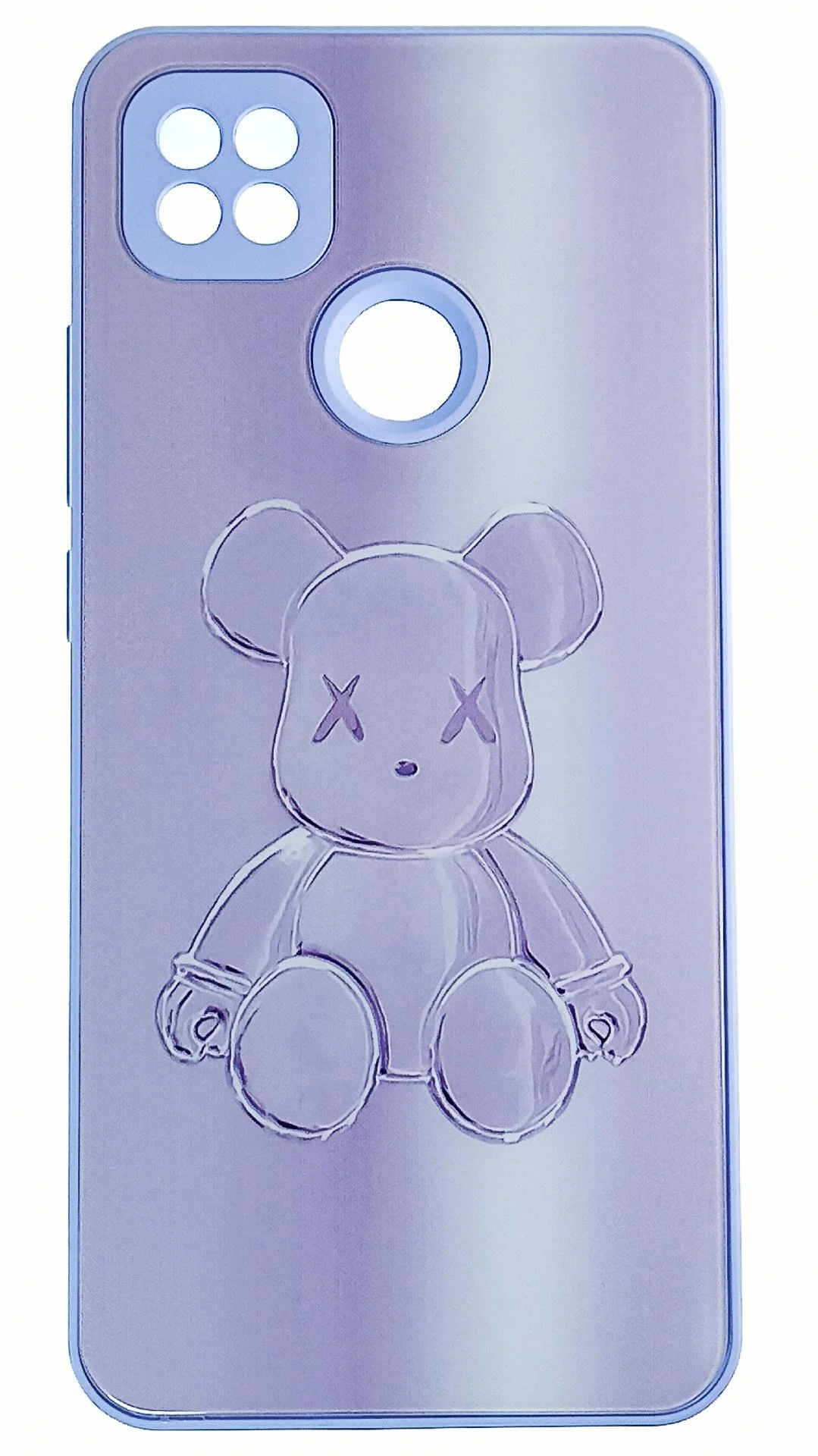 Сиреневый накладка для Xiaomi Redmi 9C/10A, стекло с рисунком "Bear", защита камеры