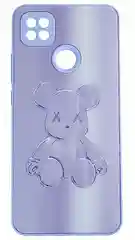 Сиреневый накладка для Xiaomi Redmi 9C/10A, стекло с рисунком "Bear", защита камеры