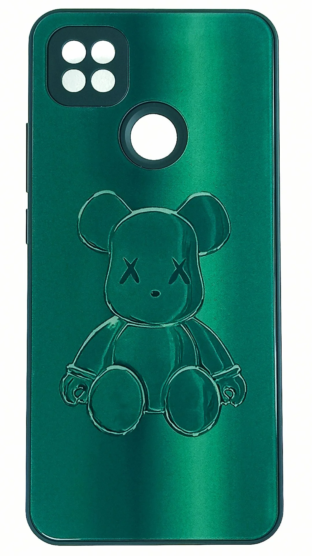 Зеленый накладка для Xiaomi Redmi 9C/10A, стекло с рисунком "Bear", защита камеры