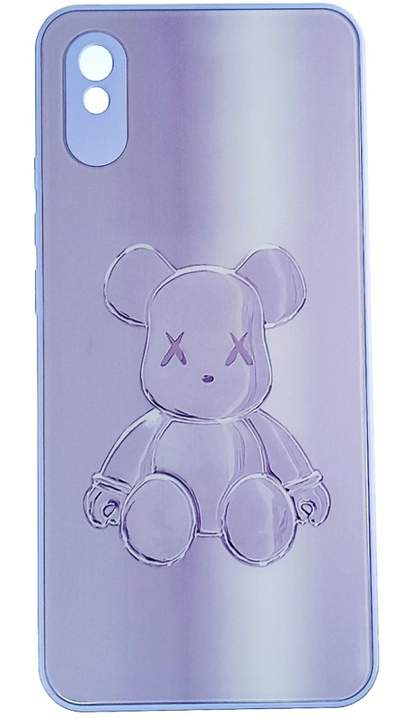 Накладка для Xiaomi Redmi 9A, стекло, с рисунком "Bear", защита камеры