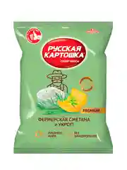Чипсы Русская картошка Премиум 190г со вкусом Фермерская сметана и укроп