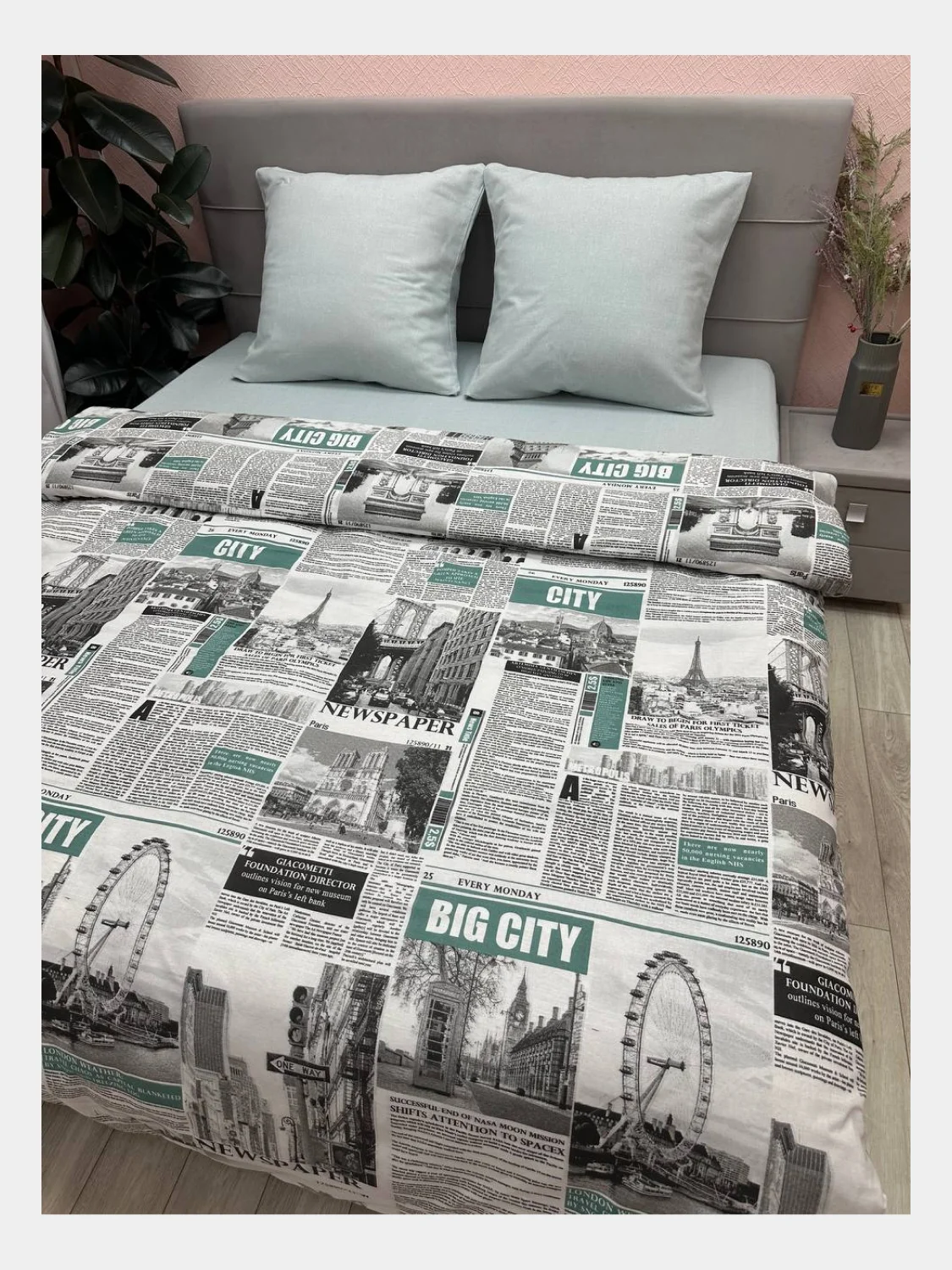 Постельное белье 1,5 сп / 2 спальное / евро / семейный Бязь ivSubelIa "Big-city", 70x70