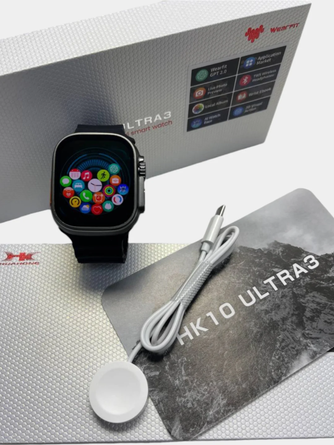 Черный смарт часы 10 серии НК-10 ULTRA 3 Amoled экраном 49mm для iPhone и Android