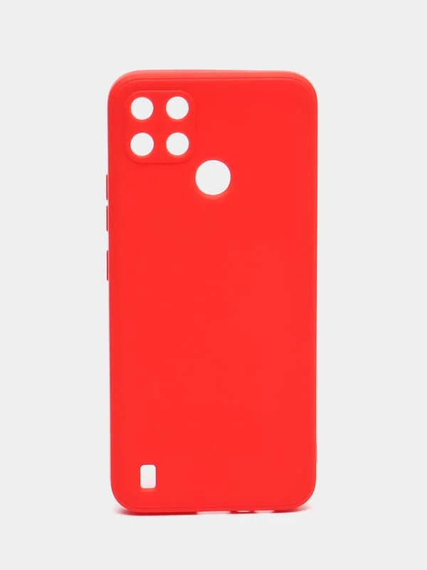 Красный чехол Realme C21Y / C25Y силиконовый с защитой камеры( Реалми С21У С25У )