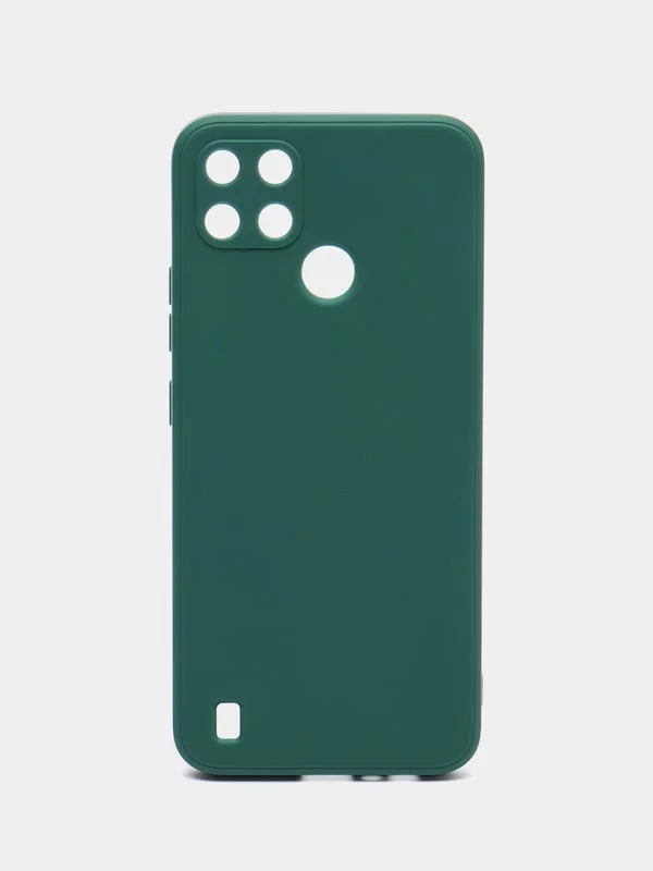 Тёмно-зелёный чехол Realme C21Y / C25Y силиконовый с защитой камеры( Реалми С21У С25У )