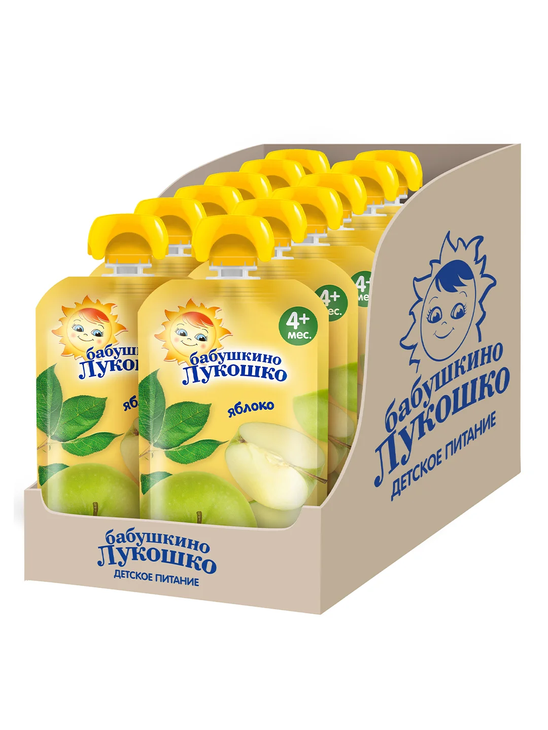 Пюре фруктовое Бабушкино Лукошко из яблок, м/у 90г*12 штук