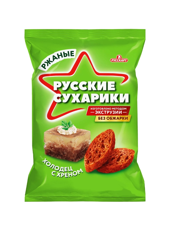Русские сухарики 50г со вкусом Холодец с хреном
