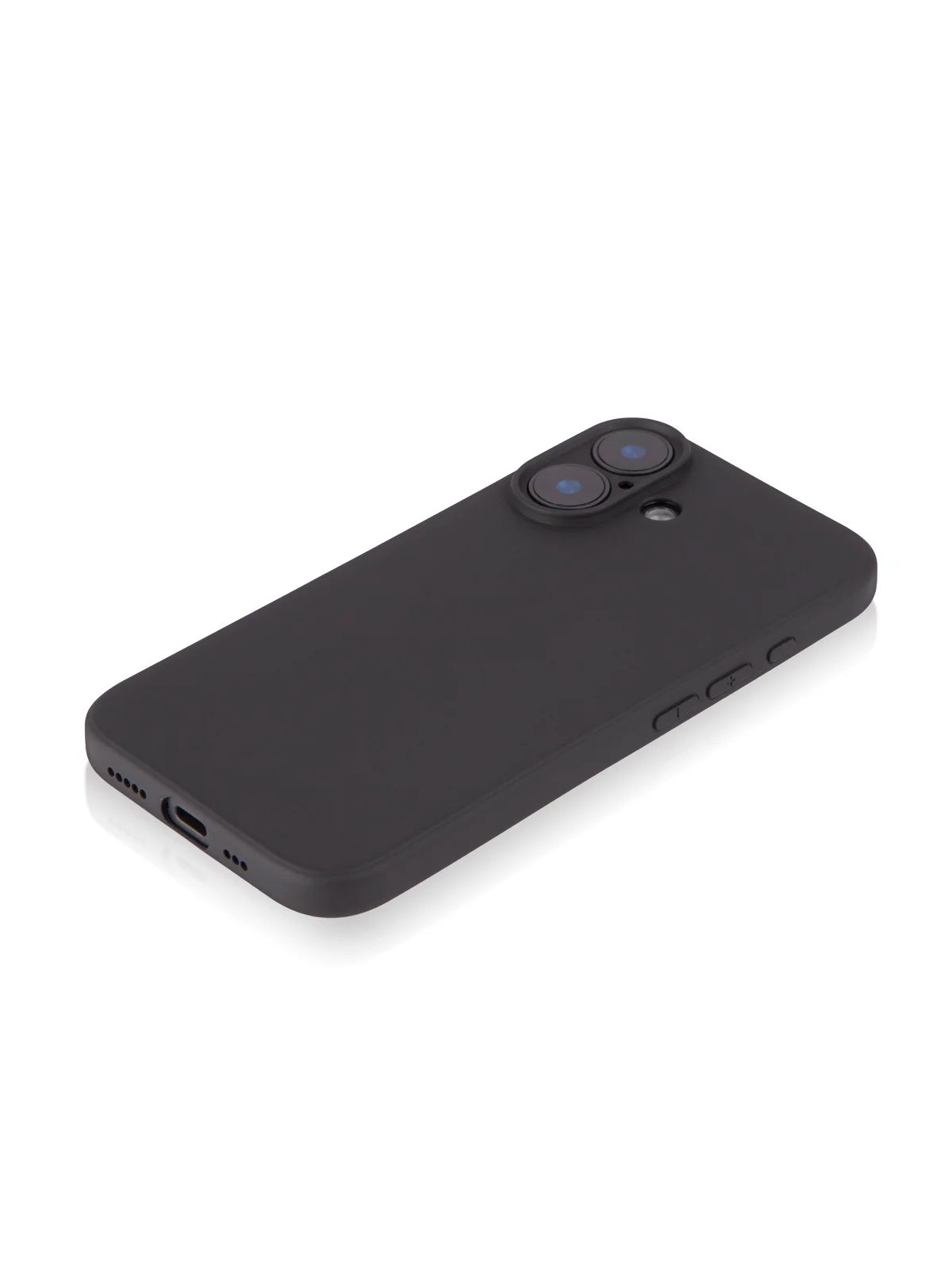 Черный чехол для Apple iPhone 16 силиконовый Rosco матовый тонкий с бортиком защитой вокруг камер