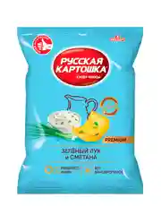 Чипсы Русская картошка Премиум 190г со вкусом Сметана и зеленый лук