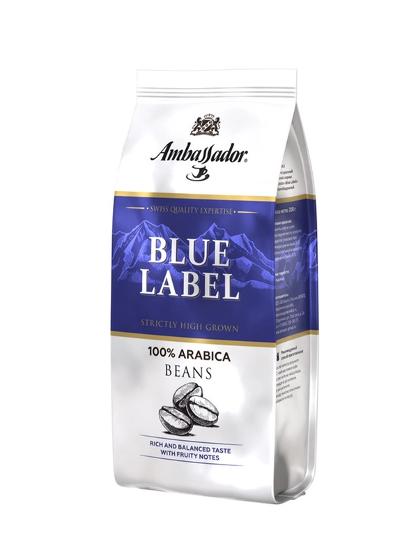 Кофе в зернах Ambassador Blue Label, пакет, 200 г