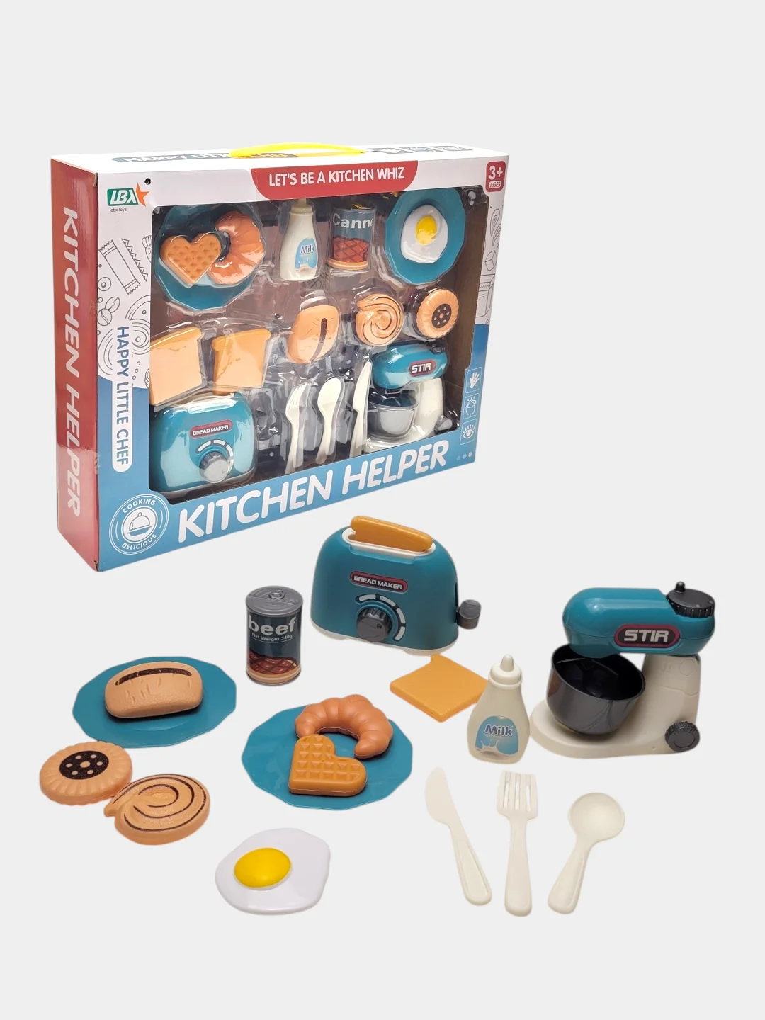 Игровая детская кухня, набор детской посуды, детская бытовая техника 17 предметов, Миксер