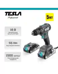 Аккумуляторная дрель TESLA TCD18BL 18В 2 аккумулятора, кейс