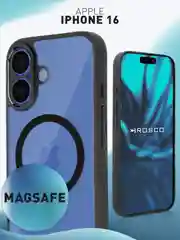 Чехол MagSafe для Apple iPhone 16 пластиковый с силиконом BROSCORP противоударный, магнит