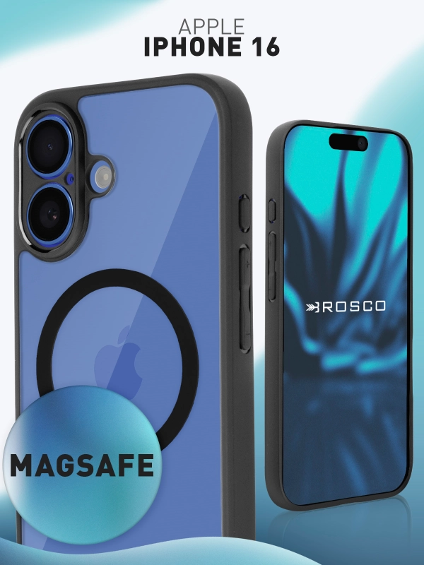 Чехол MagSafe для Apple iPhone 16 пластиковый с силиконом BROSCORP противоударный, магнит